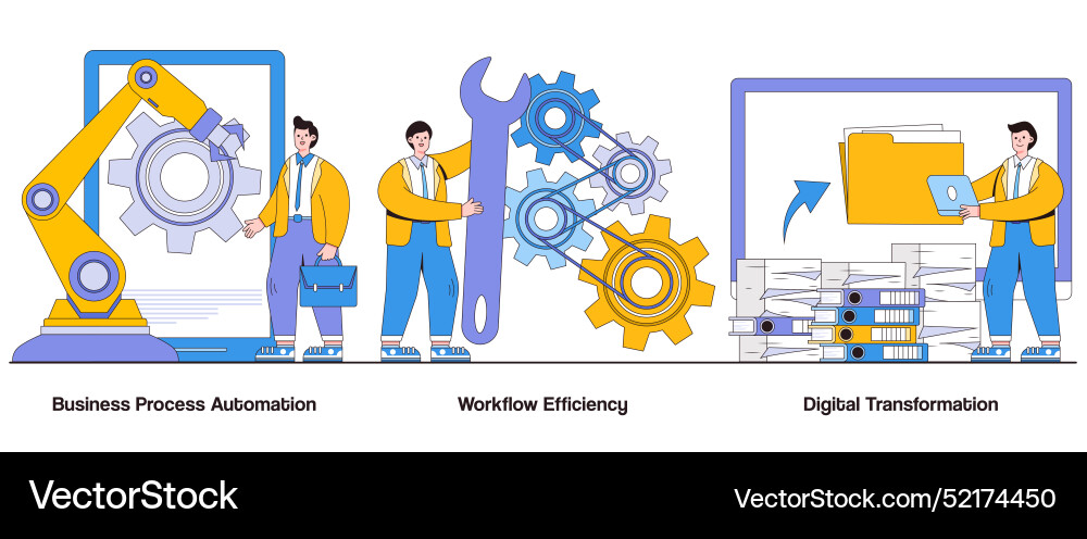 Business process automation workflow efficiency Business process automation workflow efficiency vector image
