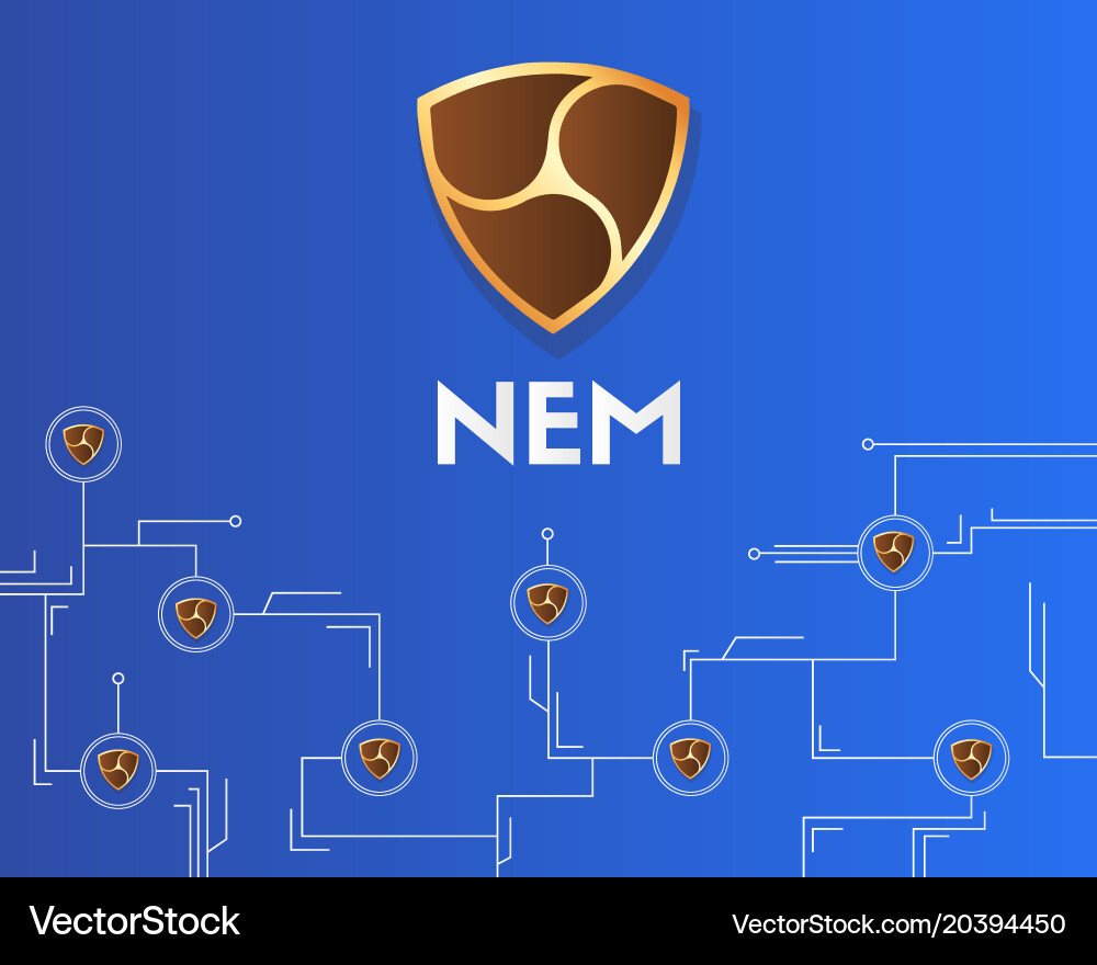 Cryptocurrency nem blockchain virtual circuit vector image