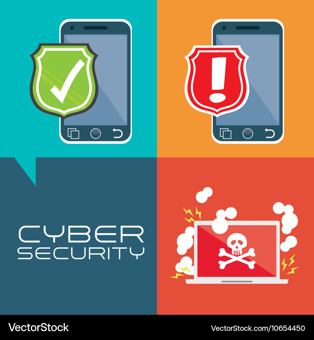 Cyber security system and media design vector image