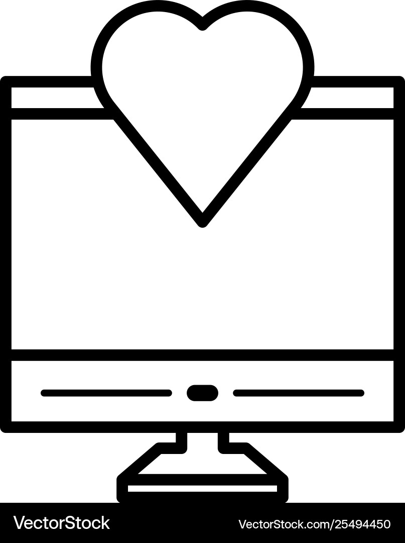 Desktop computer with heart vector image