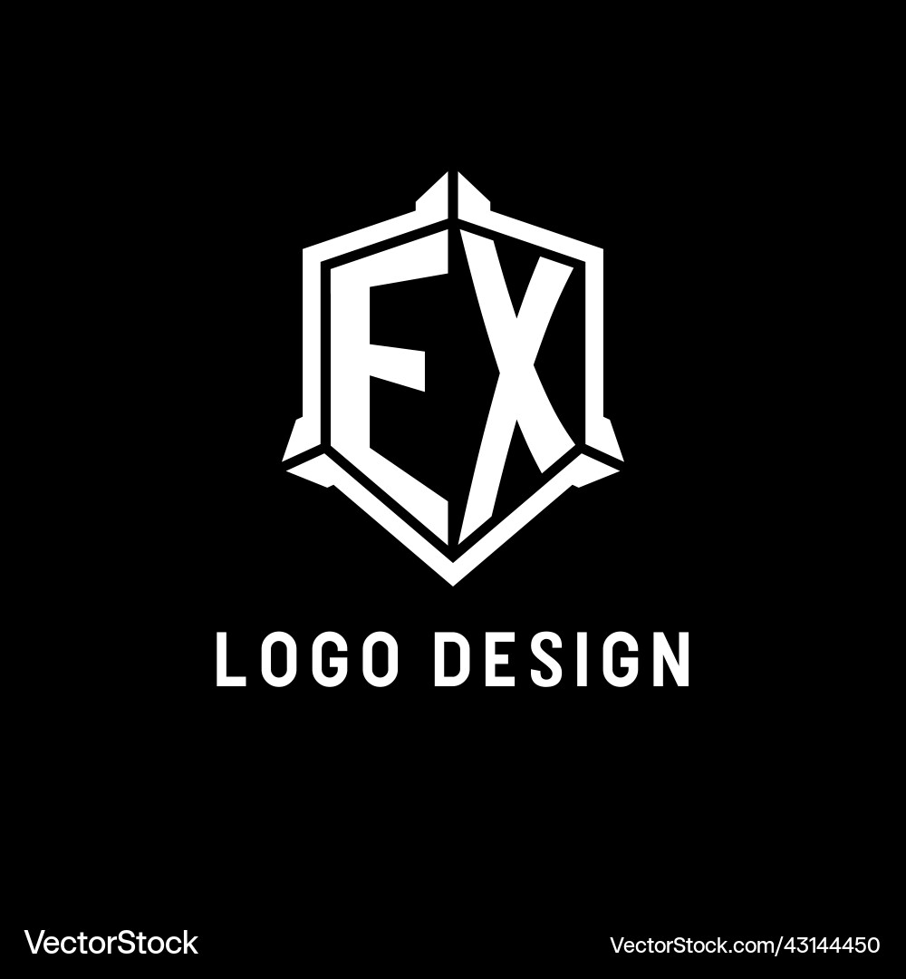 Ex logo initial with shield shape design style Vector Image