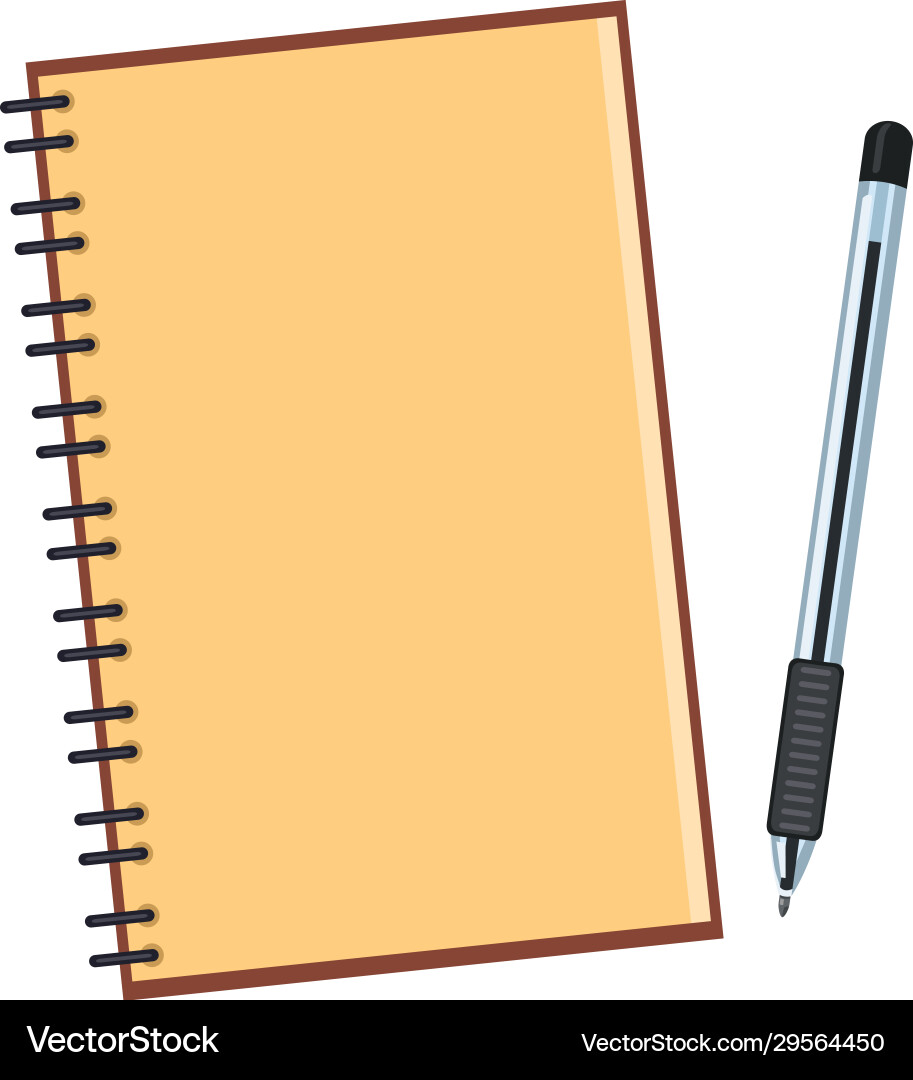 Flat - open blank notepad with black ball-point Flat - open blank notepad with black ball-point vector image