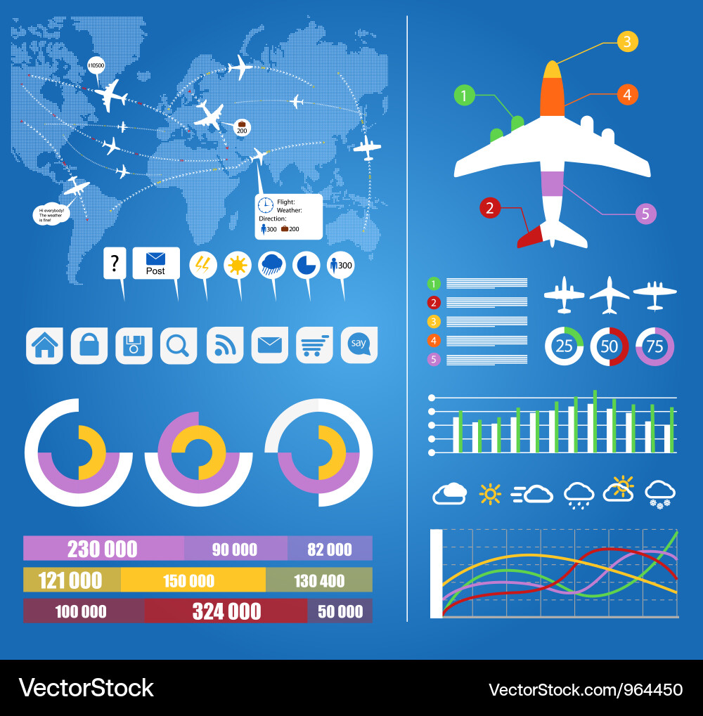 Flight Trajectory Map Vector Image