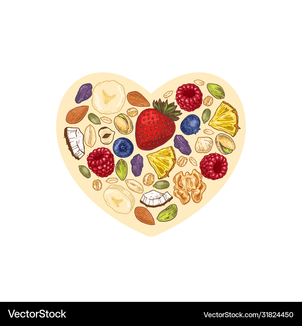 Granola heart shape design Vector Image