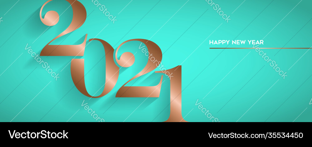 Happy new year gold copper 2021 number banner Happy new year gold copper 2021 number banner vector image