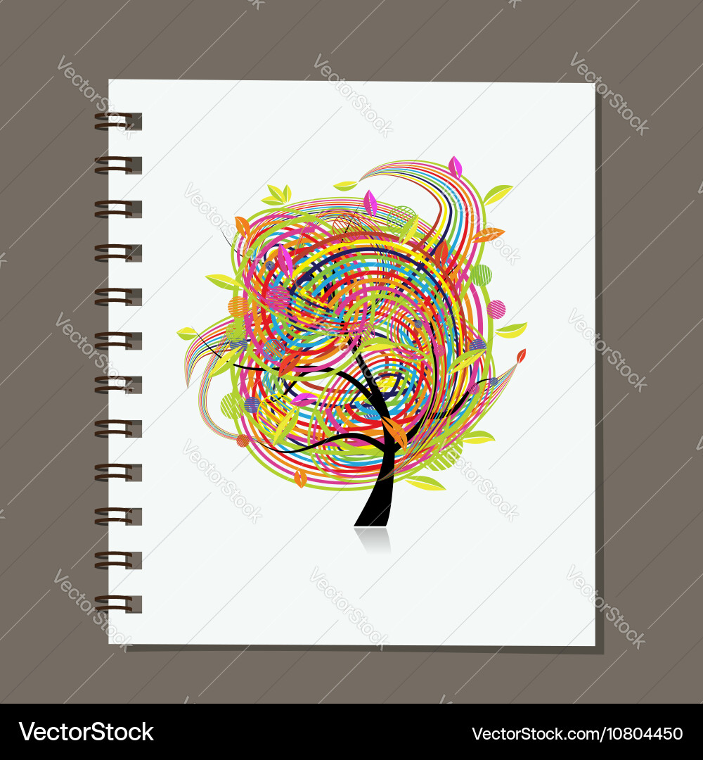 Notebook abstract colorful tree design vector image
