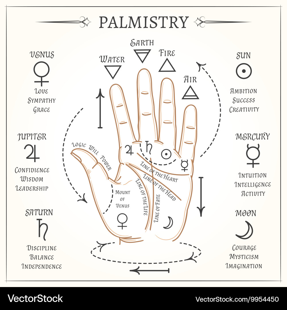 Palm Reading Symbols and Lines Vector Image