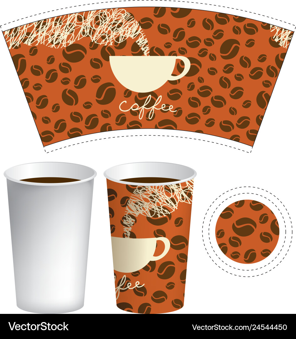 Paper cup template for hot drink with coffee Vector Image