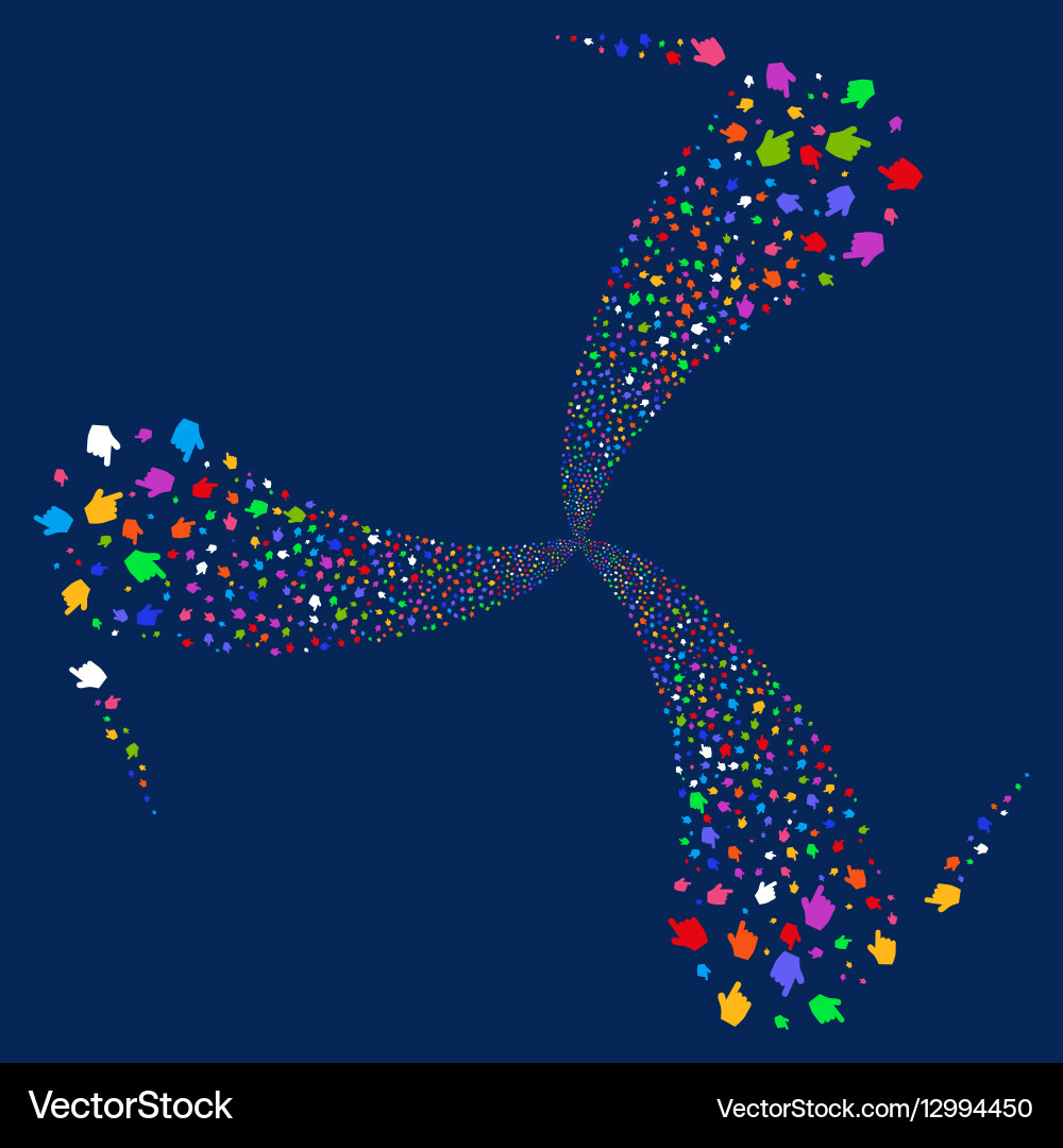 Pointer finger fireworks swirl rotation vector image