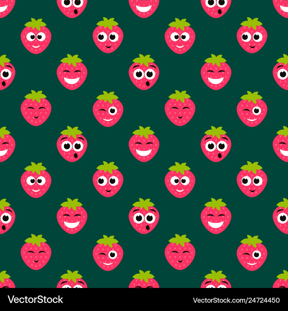 Seamless pattern with red strawberry cute faces Seamless pattern with red strawberry cute faces vector image