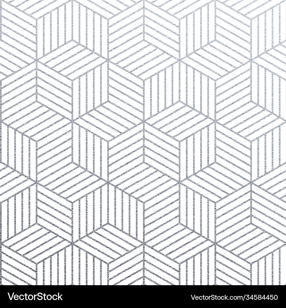 Silver Glitter Cube Pattern Vector Image