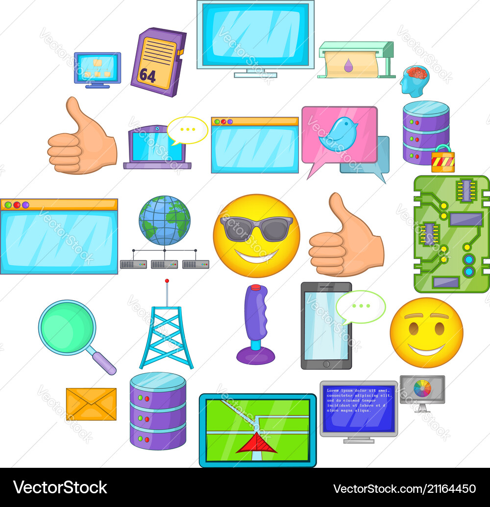 Speicher-Array-Symbole setzen Cartoon-Stil Speicher-Array-Symbole setzen Cartoon-Stil vektorbild