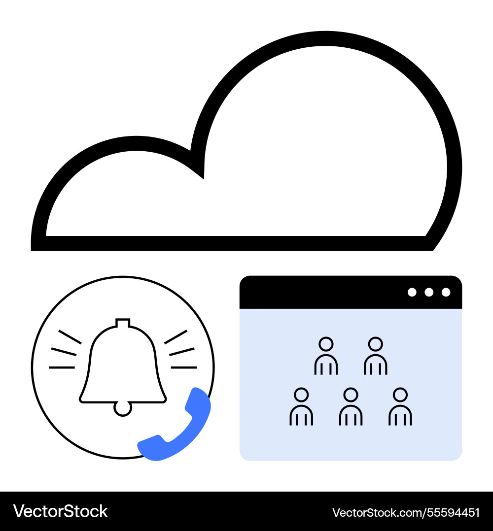Cloud connection with notification bell and user Cloud connection with notification bell and user Vector Image