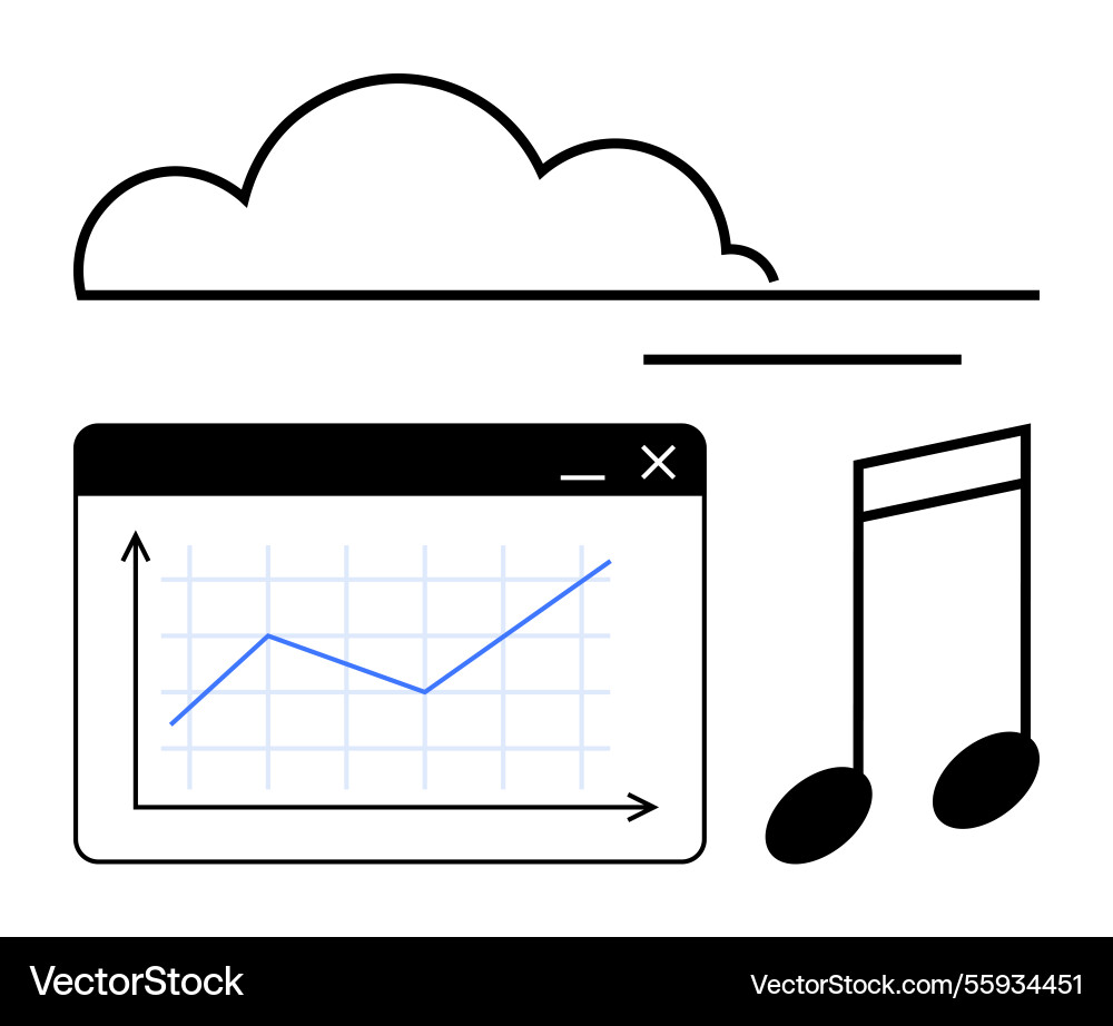 Cloud storage combining data analytics and music Cloud storage combining data analytics and music vector image