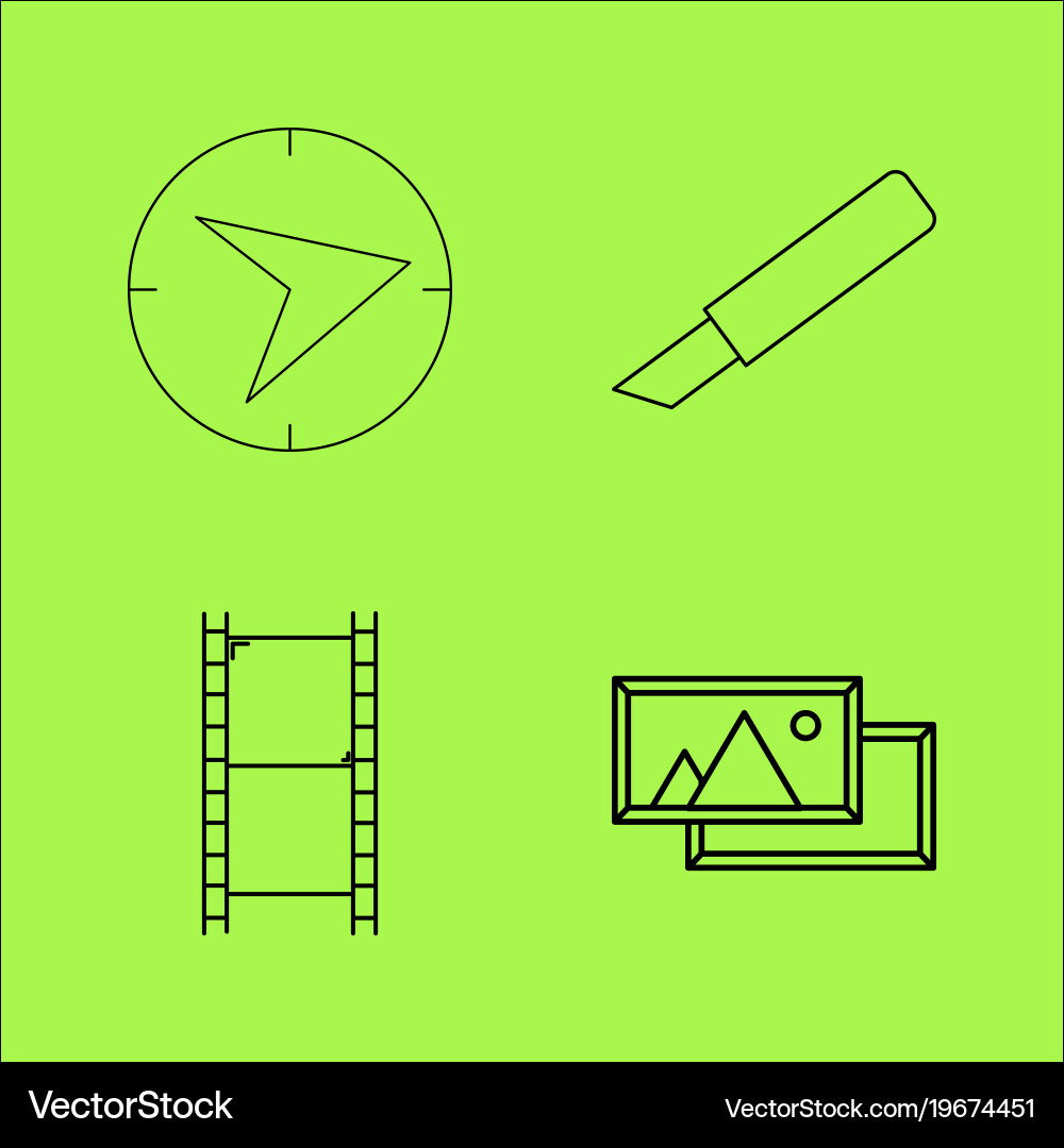 Design elements simple linear outline icon set vector image