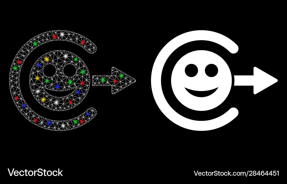Flare mesh network smile exit icon with Flare mesh network smile exit icon with Vector Image