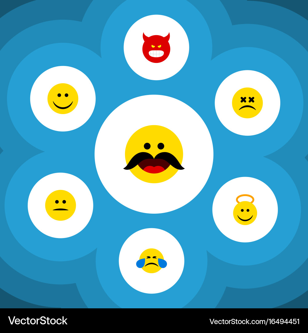 Flat icon emoji set of joy angel cheerful Vector Image