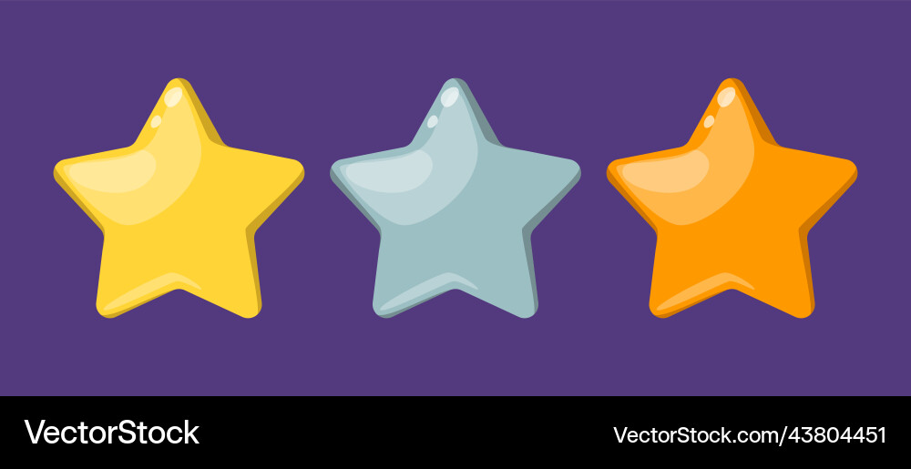 Golden silver and bronze stars game icons Golden silver and bronze stars game icons vector image