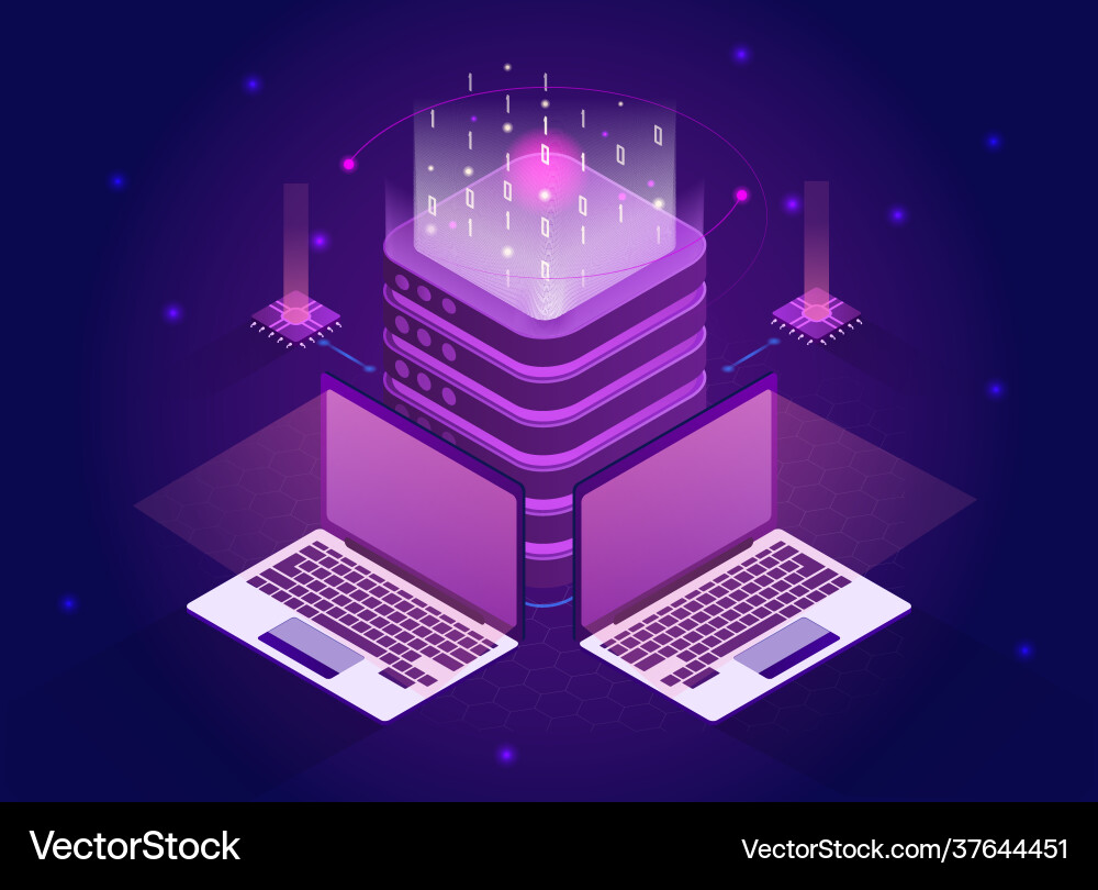 Isometric quantum computing or supercomputing Isometric quantum computing or supercomputing vector image