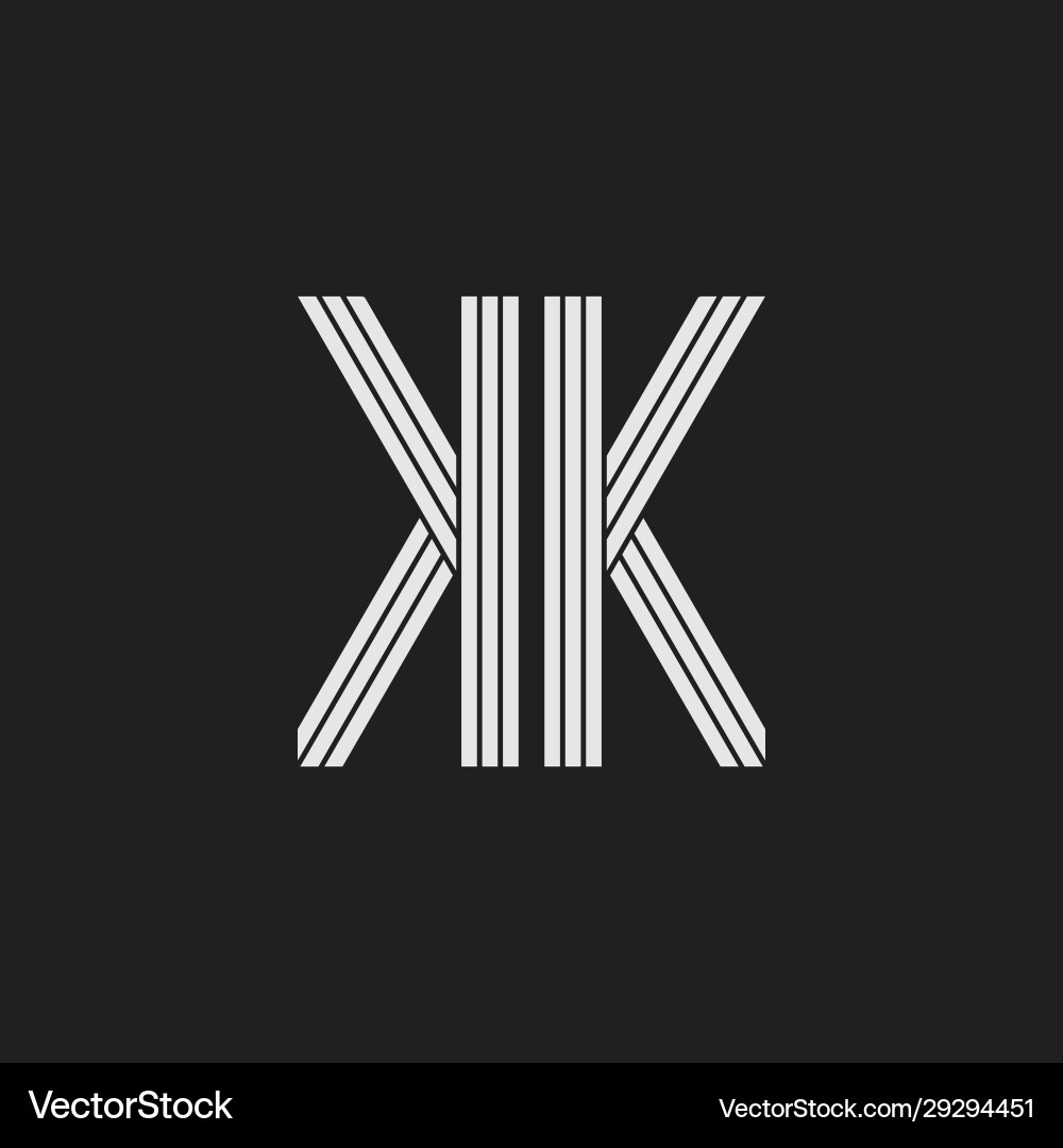 Kk logo monogram with outline style linked Kk logo monogram with outline style linked Vector Image