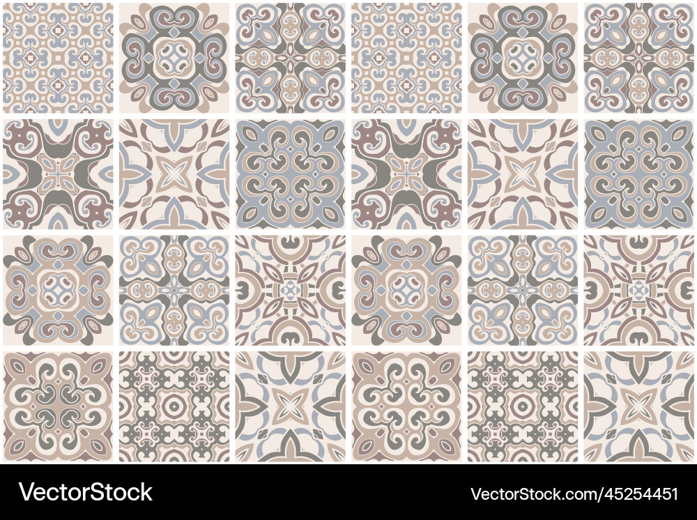 Patchwork seamless pattern tiles azulejos Vector Image