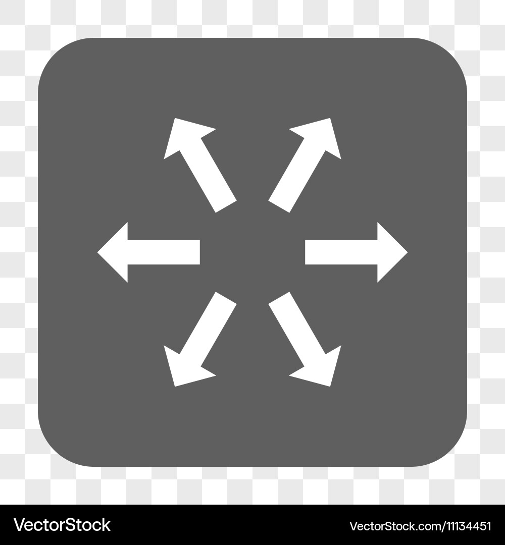 Radial arrows rounded square button Vector Image