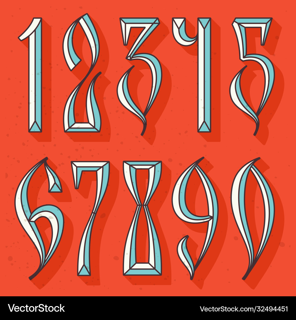 Retro compressed numbers set Retro compressed numbers set vector image