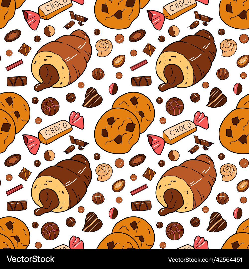 Seamless pattern with the image of chocolate Vector Image