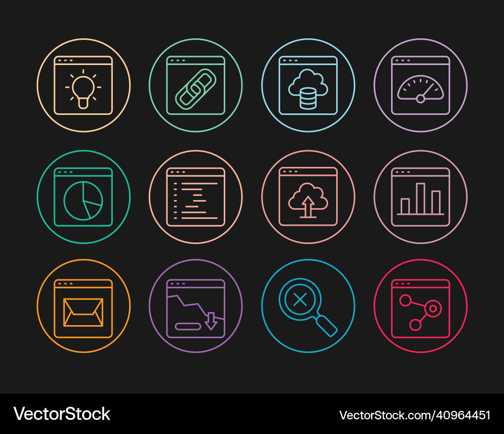 Set line browser window graph chart infographic Set line browser window graph chart infographic vector image
