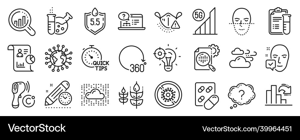Set of science icons such as question mark face Set of science icons such as question mark face vector image