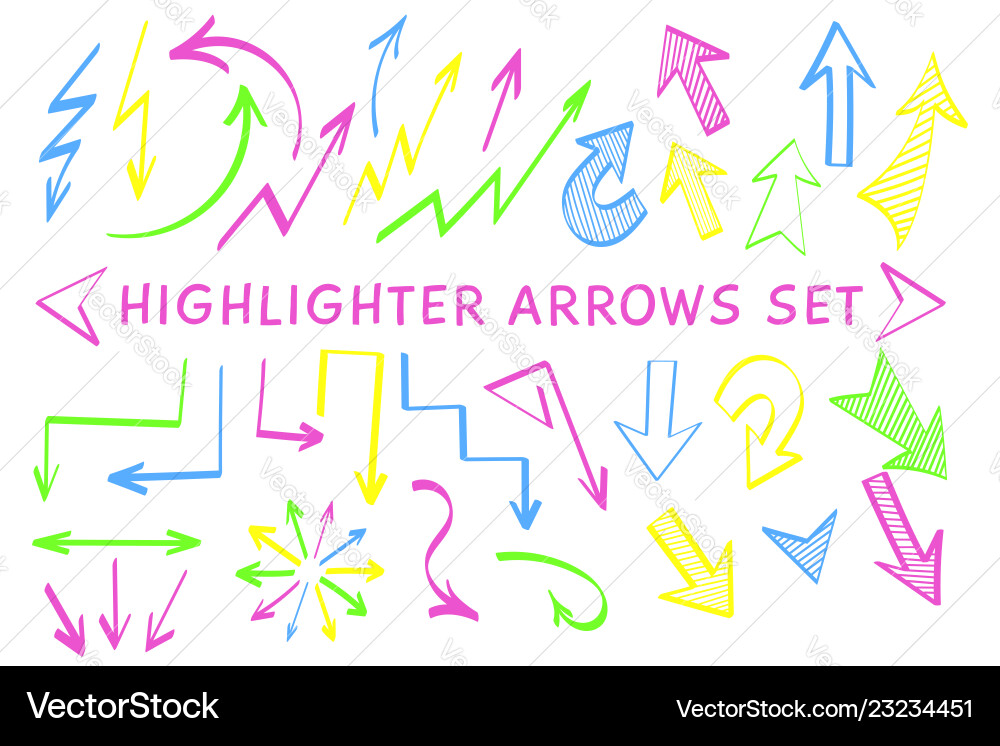 Sketch arrow pointer highlight marker set Sketch arrow pointer highlight marker set vector image
