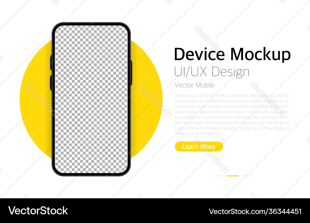 Smartphone blank screen device mockup ui and ux vector image