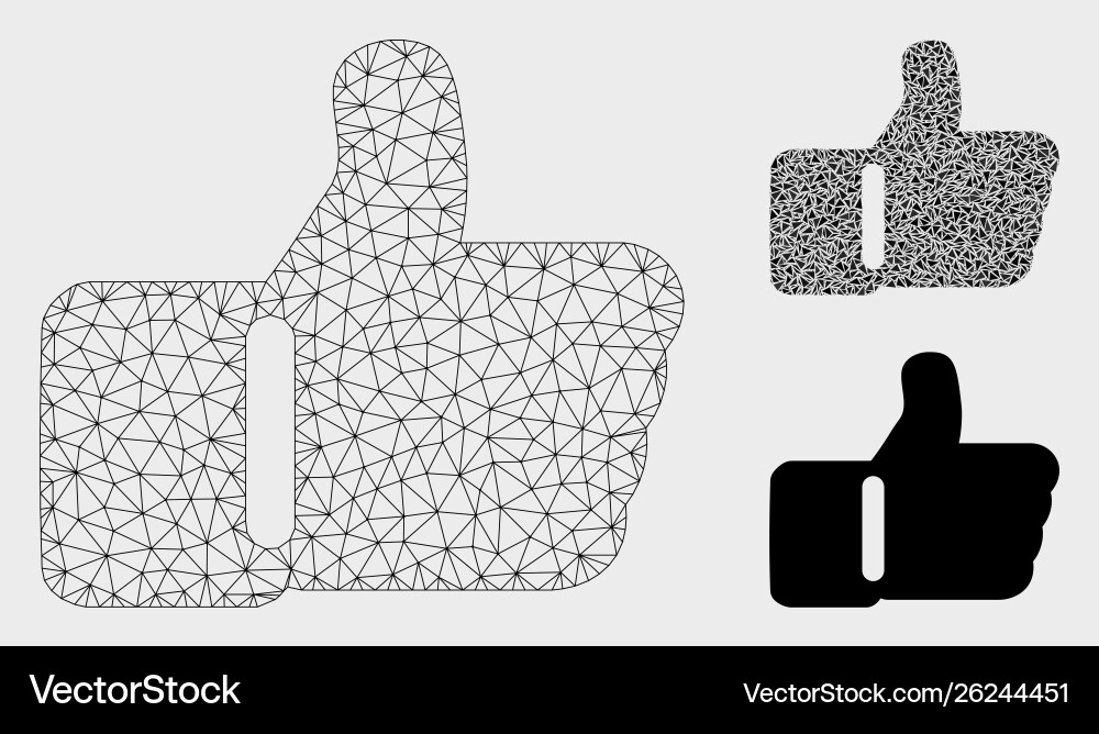 Thumb up mesh 2d model and triangle mosaic Thumb up mesh 2d model and triangle mosaic vector image