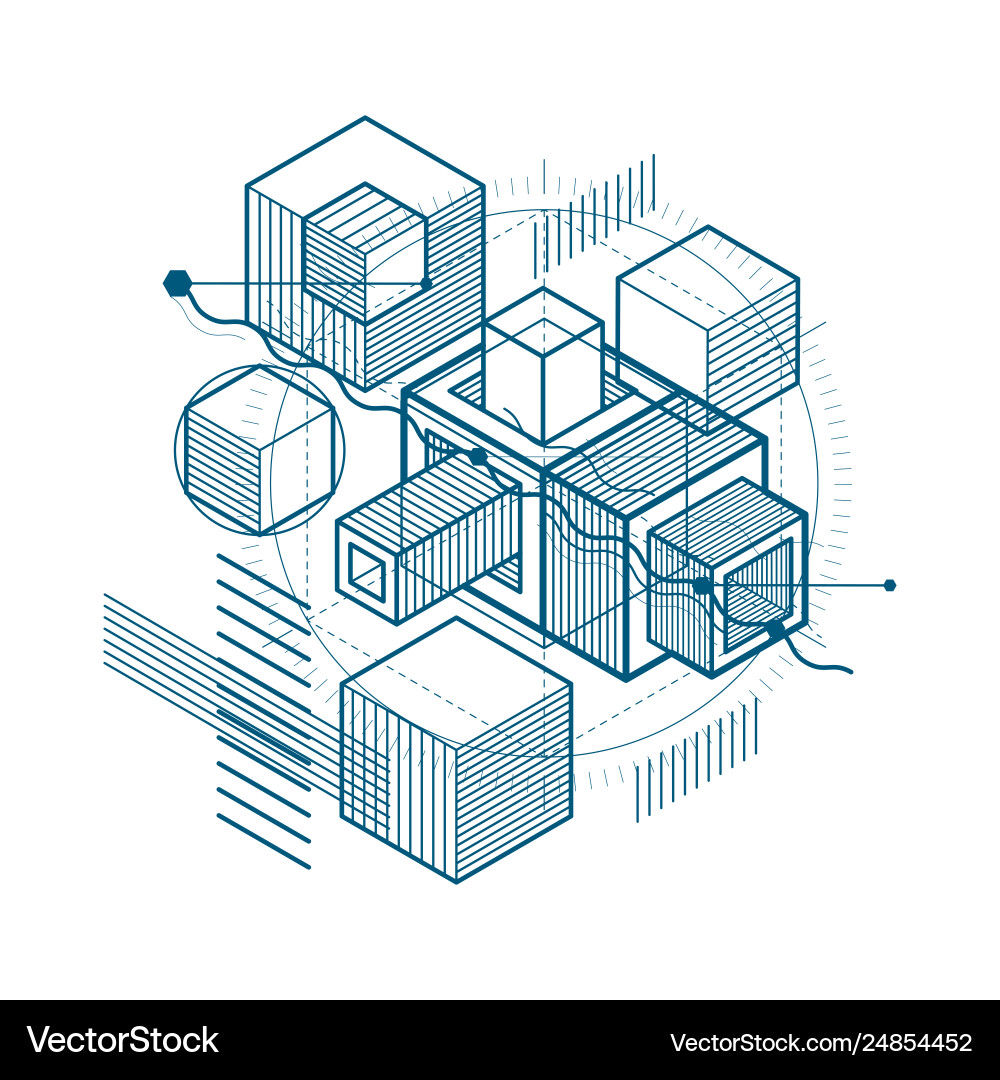 Abstract design with 3d linear mesh shapes Abstract design with 3d linear mesh shapes vector image