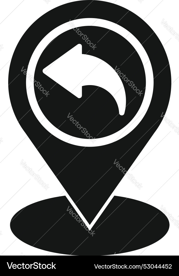 Black gps pointer with undo arrow icon Black gps pointer with undo arrow icon vector image