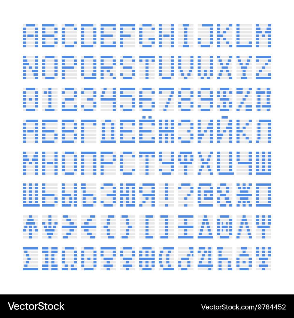 Blue digital font letters numbers and planets vector image