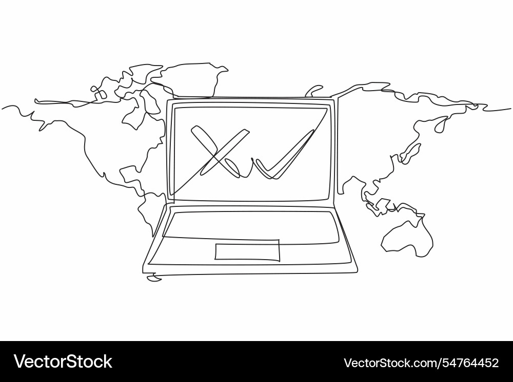 Continuous one line drawing checklist symbol Continuous one line drawing checklist symbol vector image