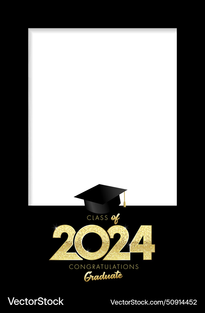 Graduation photo frame a4 class of 2024 Royalty Free Vector