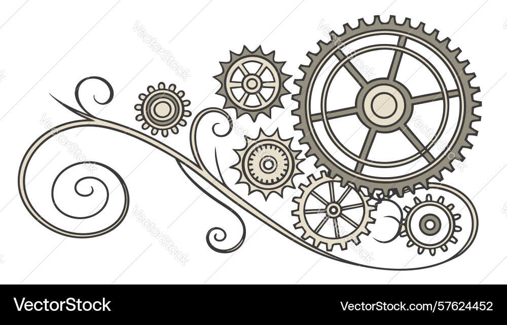 Interlocking gears and cogs for systems design Vector Image