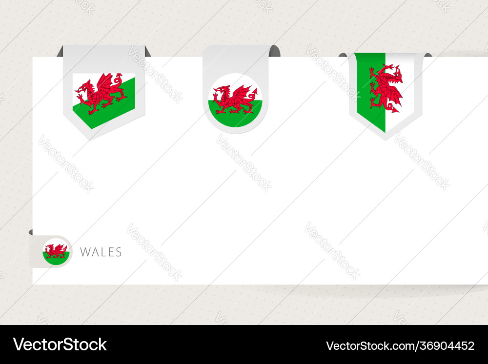 Label flag collection wales in different shape Vector Image