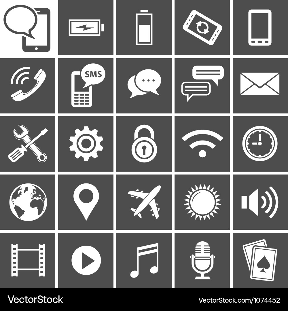 Mobile Interface Icons - Communication & Utilities vector image