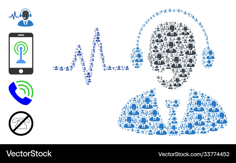 Operator sound signal recursion mosaic self Operator sound signal recursion mosaic self vector image