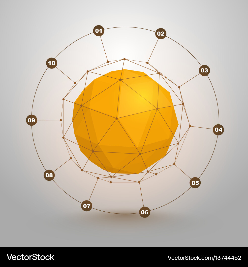 Polygonal Sphere - Data Visualization vector image