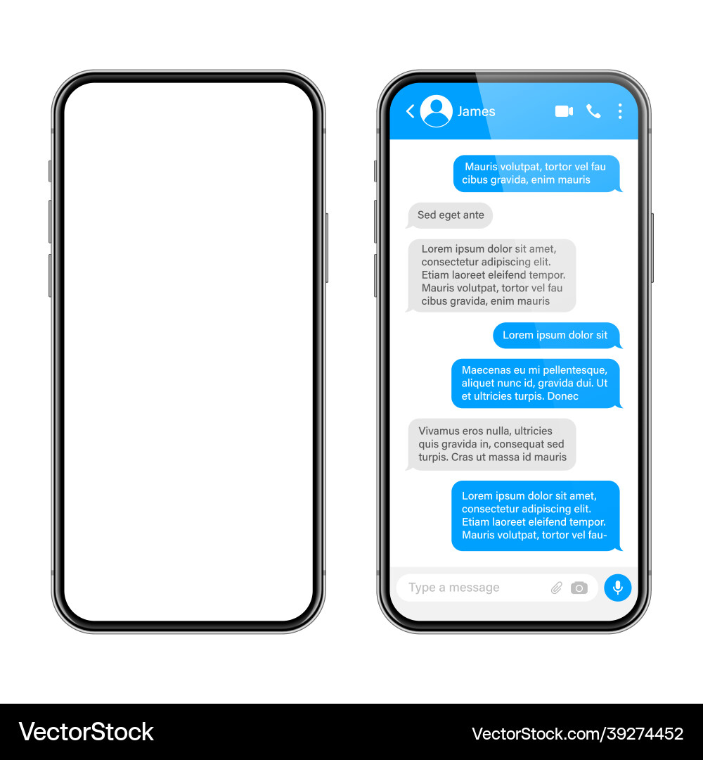 Realistic smartphone with messaging app sms text Vector Image