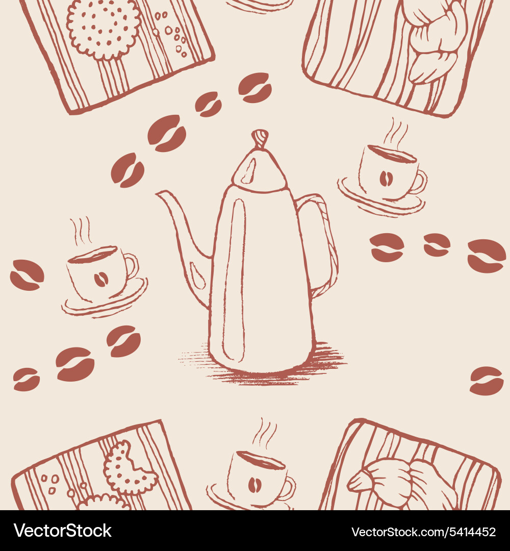 Seamless background pattern with coffee beans vector image