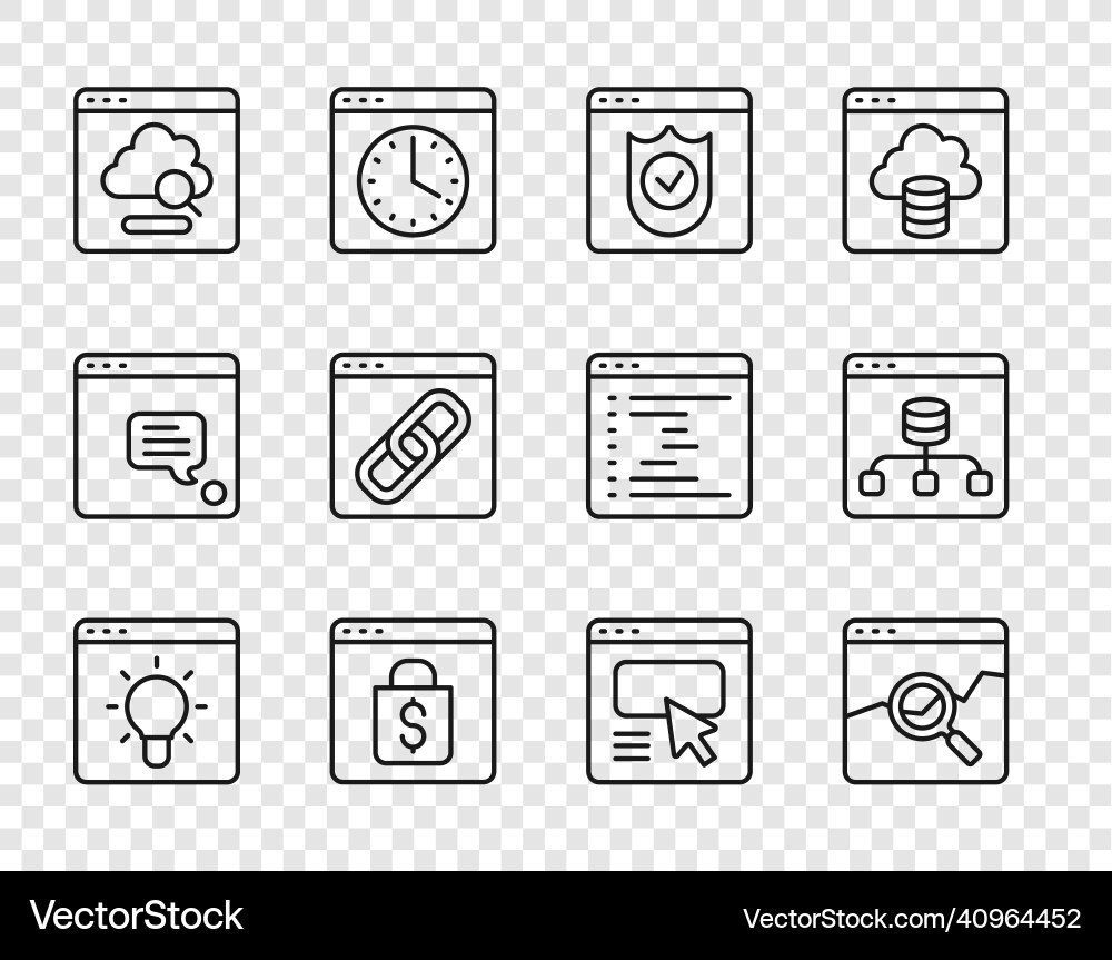 Set line browser window website with stocks Set line browser window website with stocks vector image