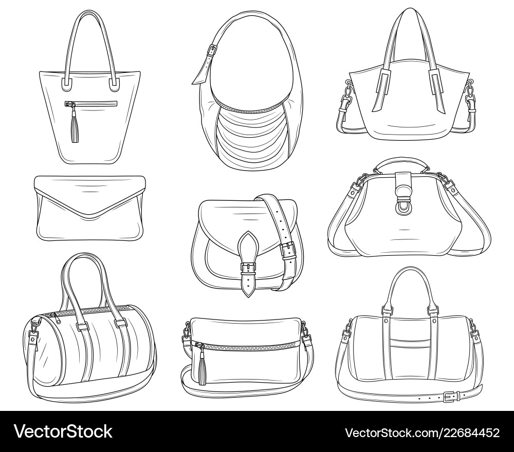 Stylish Women's Handbags Collection vector image