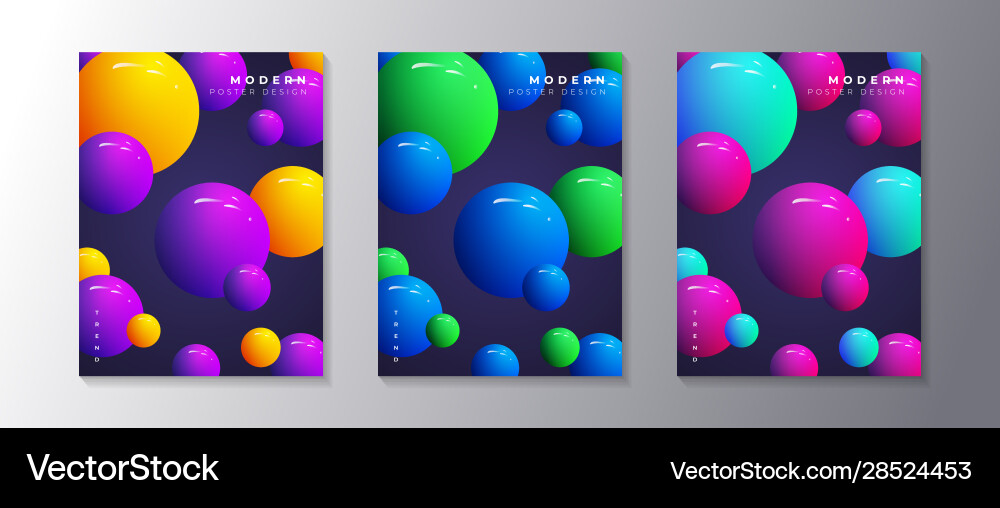 Abstract dynamic 3d sphere bubbles design set Abstract dynamic 3d sphere bubbles design set Vector Image