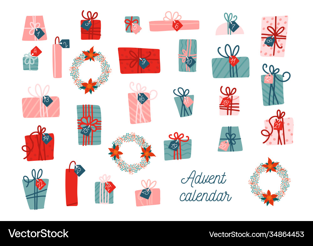 Advent calendar template collection Advent calendar template collection vector image