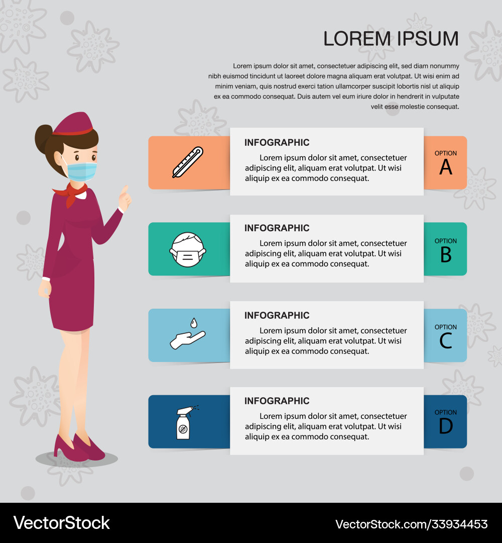 Air hostess and epidemics virus information Air hostess and epidemics virus information vector image